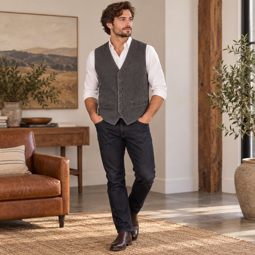 Joseph Abboud Limited Edition Mens Gray Cotton Blend Cinch Back Vest Size Medium